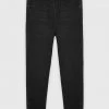 Man Denim Straight Leg Jeans With Poppers - Stonewash Black