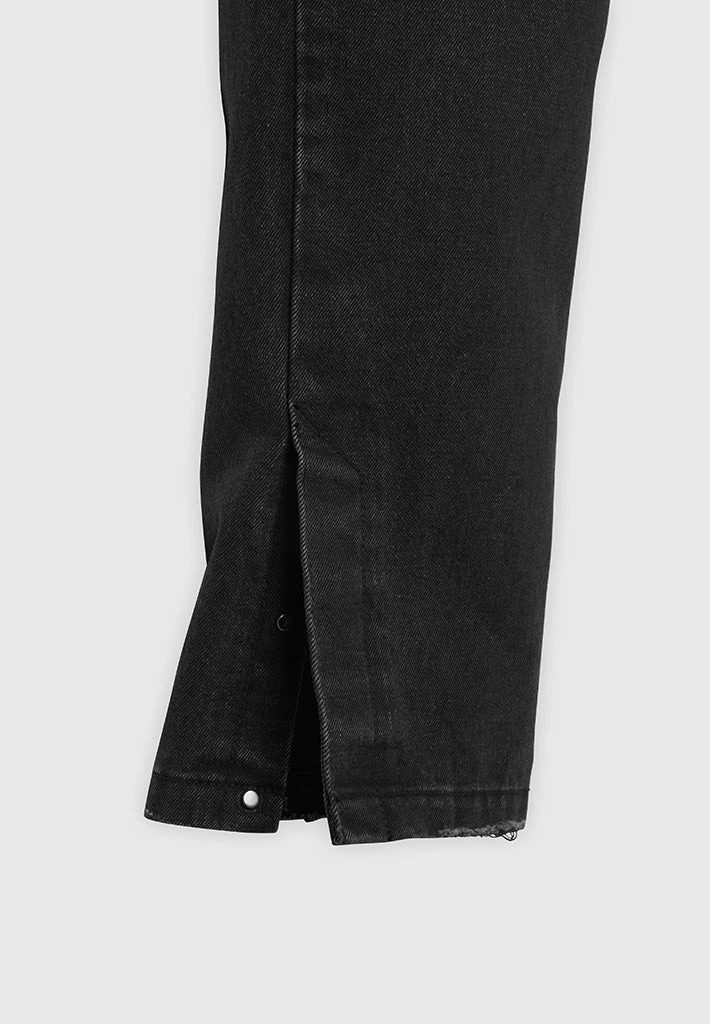 Man Denim Straight Leg Jeans With Poppers - Stonewash Black