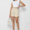 Woman Shorts Matte Quilted Boxer Shorts - Beige