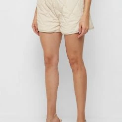 Woman Shorts Matte Quilted Boxer Shorts - Beige