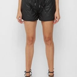 Woman Shorts Matte Quilted Boxer Shorts - Black