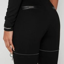 Woman Leggings Reflective Bungee Flared Leggings - Black