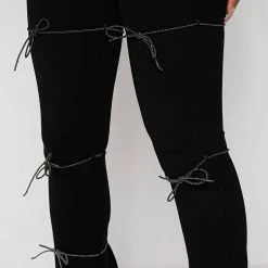 Woman Leggings Reflective Bungee Flared Leggings - Black