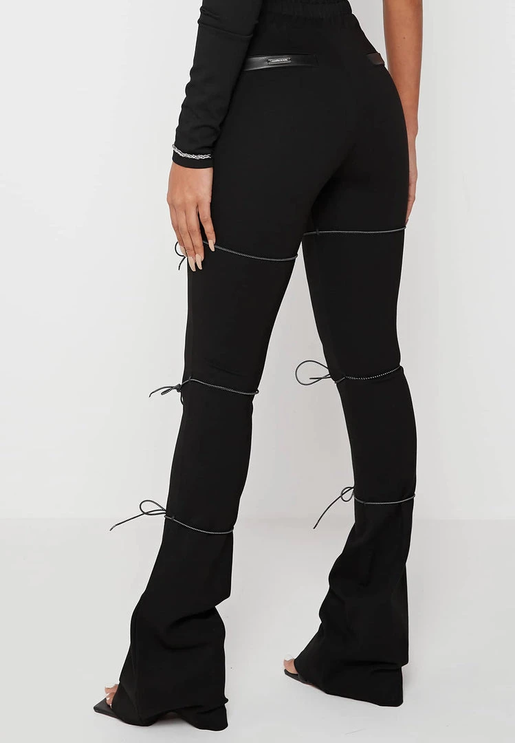 Woman Leggings Reflective Bungee Flared Leggings - Black