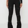 Woman Leggings Reflective Bungee Flared Leggings - Black