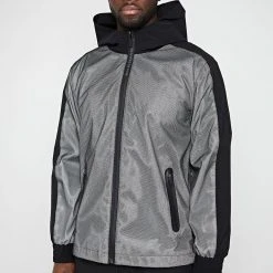 Man Tracksuit Tops Reflective & Mesh Track Jacket - Black JACKETS