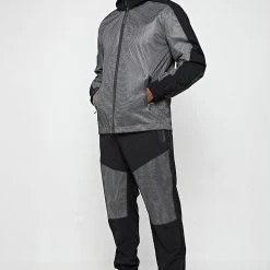 Man Tracksuit Tops Reflective & Mesh Track Jacket - Black JACKETS