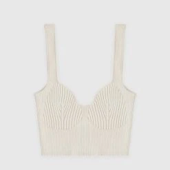 Woman Tops Ribbed Contour Crop Top - Beige TOPS & T SHIRTS