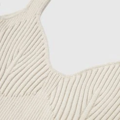 Woman Tops Ribbed Contour Crop Top - Beige TOPS & T SHIRTS