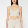 Woman Tops Ribbed Contour Crop Top - Beige TOPS & T SHIRTS