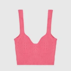 Woman Tops Ribbed Contour Crop Top - Pink TOPS & T SHIRTS