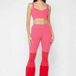 Woman Tops Ribbed Contour Crop Top - Pink TOPS & T SHIRTS