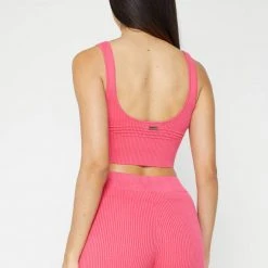 Woman Tops Ribbed Contour Crop Top - Pink TOPS & T SHIRTS