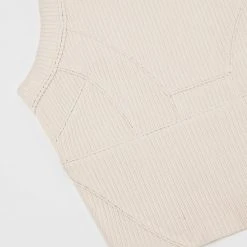 Woman Tops TOPS & T SHIRTS Ribbed Contour Racer Neck Top - Cream