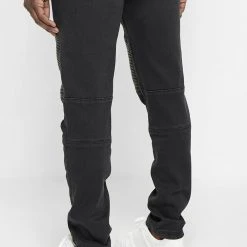 Man Denim Ribbed Detail Jeans - Black