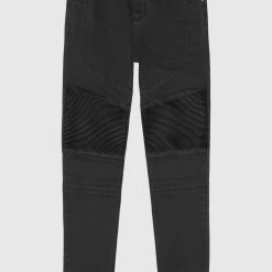 Man Denim Ribbed Detail Jeans - Black