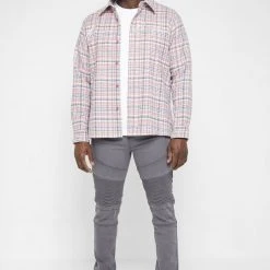 Man Denim Ribbed Detail Jeans - Grey