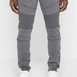 Man Denim Ribbed Detail Jeans - Grey