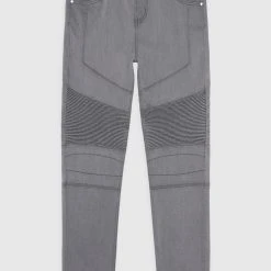 Man Denim Ribbed Detail Jeans - Grey