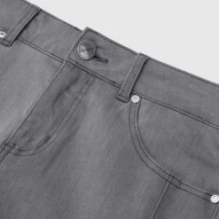 Man Denim Ribbed Detail Jeans - Grey
