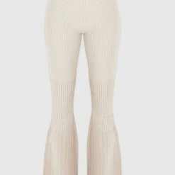Woman Leggings Ribbed Ombré Flared Leggings - Beige