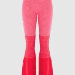 Woman Leggings Ribbed Ombré Flared Leggings - Pink