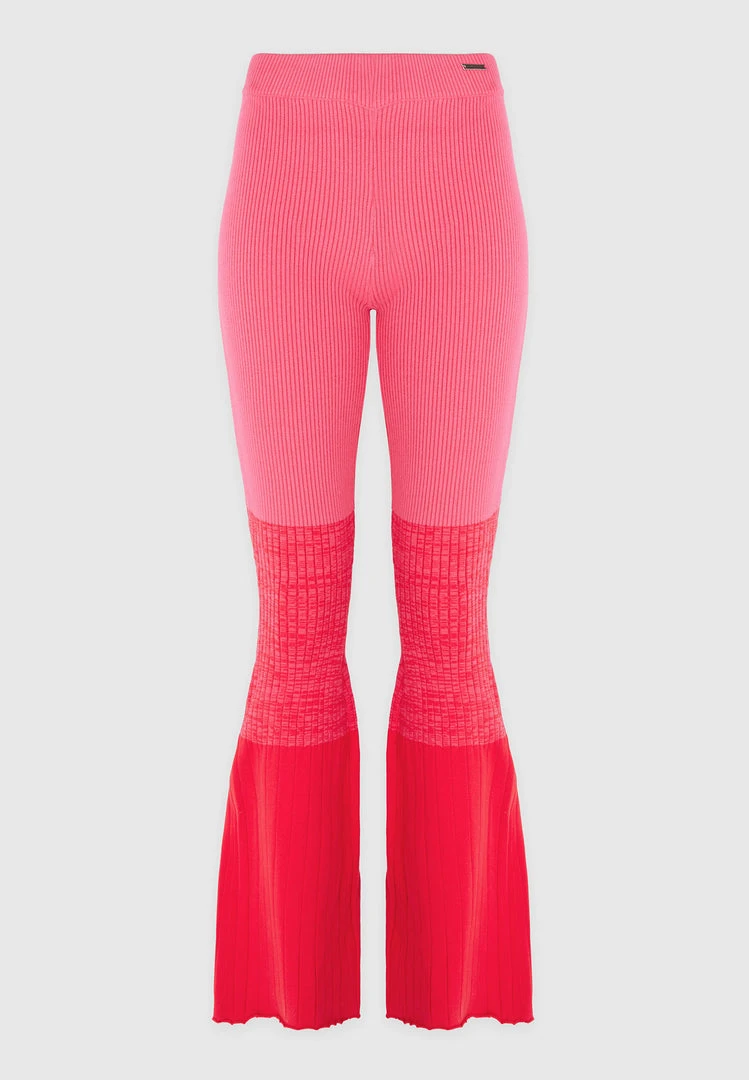 Woman Leggings Ribbed Ombré Flared Leggings - Pink