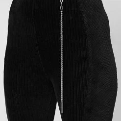 Woman Leggings Ribbed Velour Flared Leggings - Black