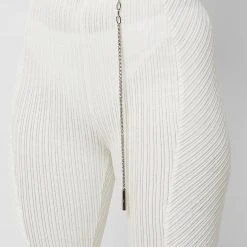 Woman Leggings CO-ORDS Ribbed Velour Flared Leggings - Off White