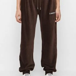 Woman Tracksuits Ribbed Velour Joggers - Brown