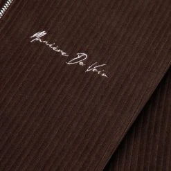 Man Tracksuit Tops Ribbed Velour Track Jacket - Brown TRACKSUITS