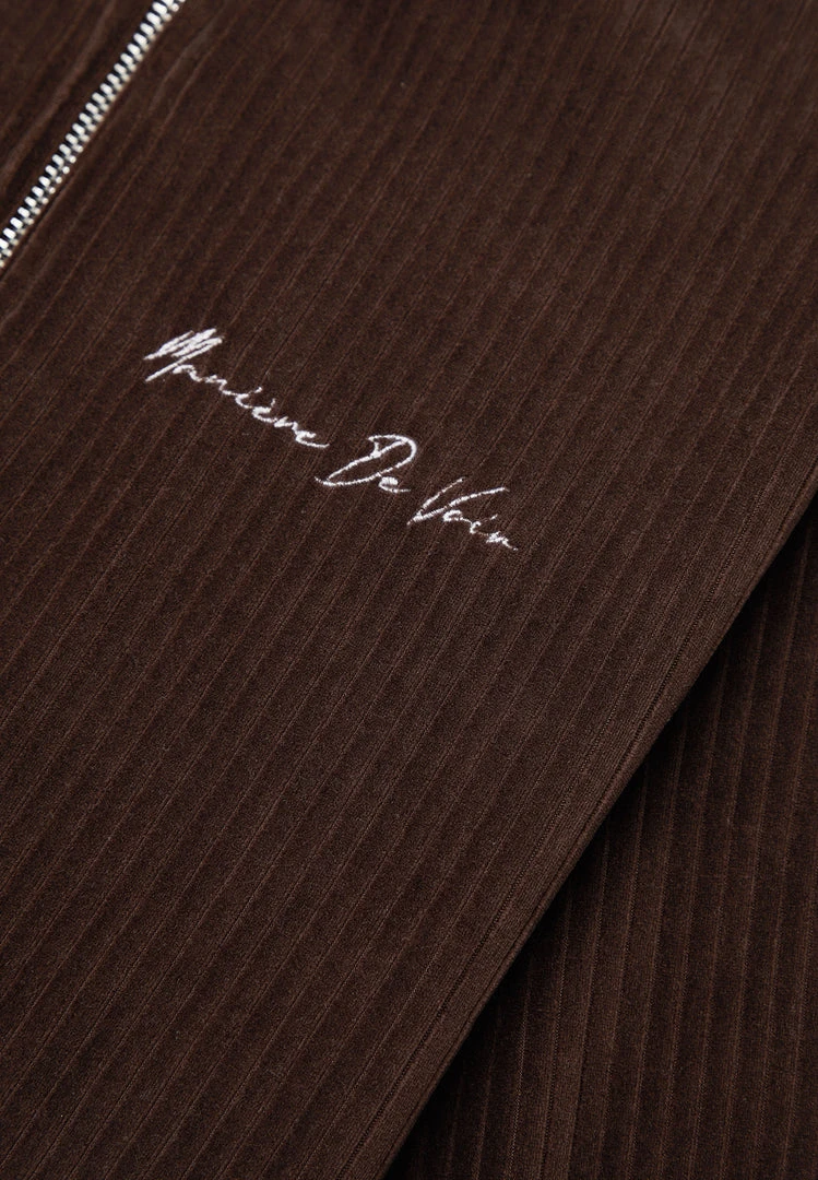 Man Tracksuit Tops Ribbed Velour Track Jacket - Brown TRACKSUITS