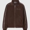 Man Tracksuit Tops Ribbed Velour Track Jacket - Brown TRACKSUITS