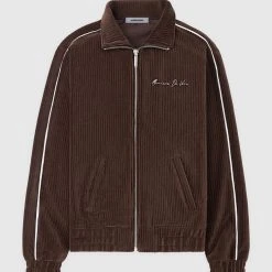 Man Tracksuit Tops Ribbed Velour Track Jacket - Brown TRACKSUITS