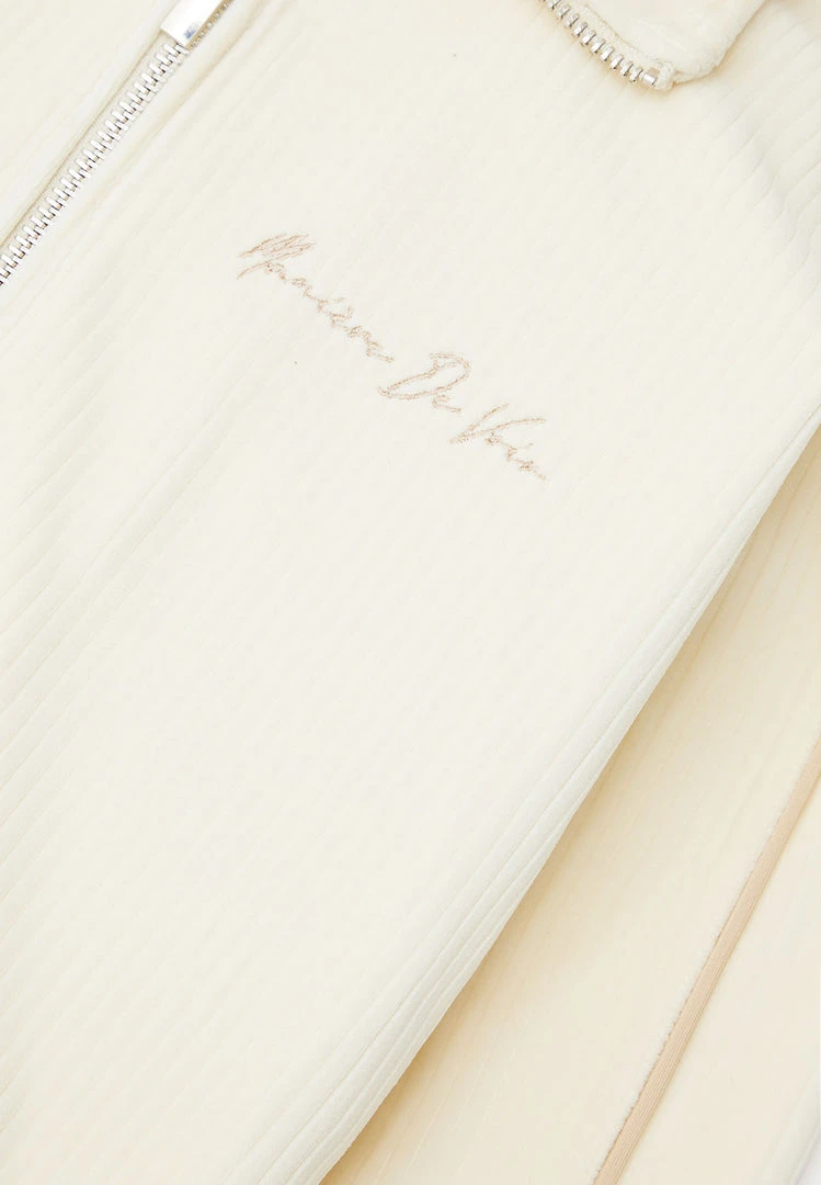 Man Tracksuit Tops Ribbed Velour Track Jacket - Cream TRACKSUITS