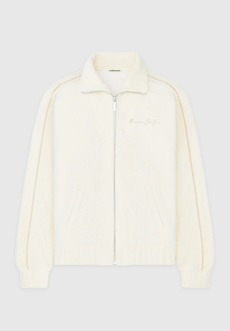Man Tracksuit Tops Ribbed Velour Track Jacket - Cream TRACKSUITS