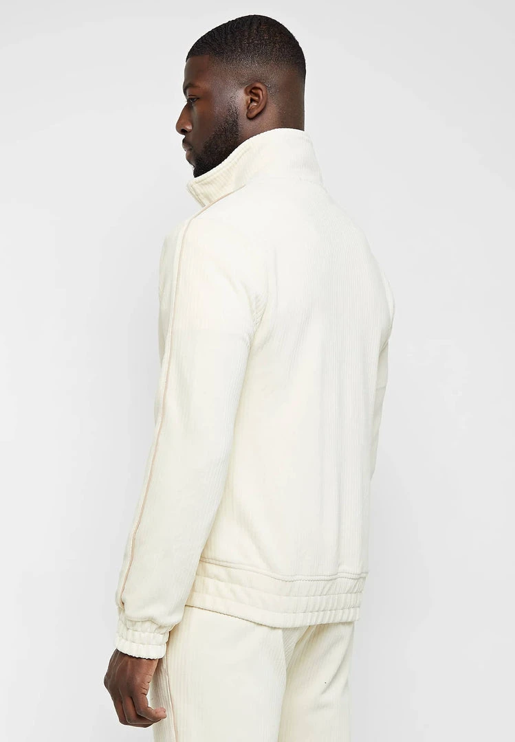 Man Tracksuit Tops Ribbed Velour Track Jacket - Cream TRACKSUITS