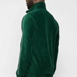 Man Tracksuit Tops TRACKSUITS Ribbed Velour Track Jacket - Green