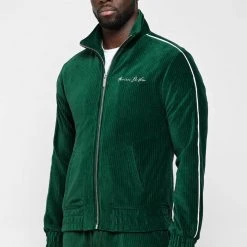 Man Tracksuit Tops TRACKSUITS Ribbed Velour Track Jacket - Green