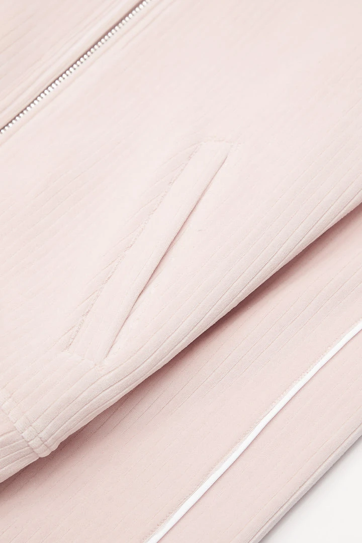 Man Tracksuit Tops Ribbed Velour Track Jacket - Pink