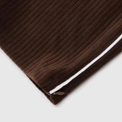 Man Tracksuit Bottoms Ribbed Velour Track Pants - Brown TRACKSUITS