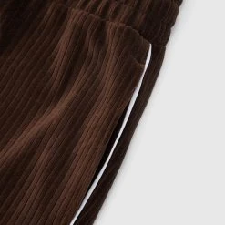 Man Tracksuit Bottoms Ribbed Velour Track Pants - Brown TRACKSUITS