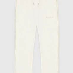 Man Tracksuit Bottoms Ribbed Velour Track Pants - Cream TRACKSUITS