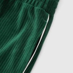 Man Tracksuit Bottoms TRACKSUITS Ribbed Velour Track Pants - Green