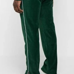 Man Tracksuit Bottoms TRACKSUITS Ribbed Velour Track Pants - Green