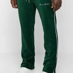 Man Tracksuit Bottoms TRACKSUITS Ribbed Velour Track Pants - Green
