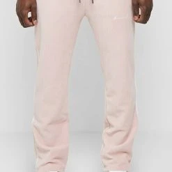 Man Tracksuit Bottoms TRACKSUITS Ribbed Velour Track Pants - Pink
