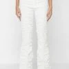 Woman Trousers Ruched Trousers With Knee Patch - White