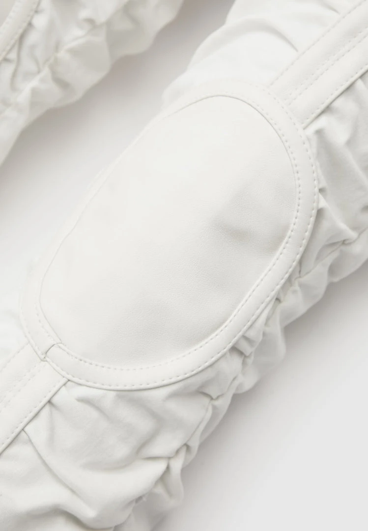 Woman Trousers Ruched Trousers With Knee Patch - White