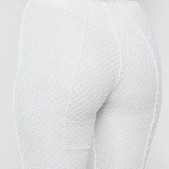 Woman Trousers Ruched Mesh Flared Trousers - White